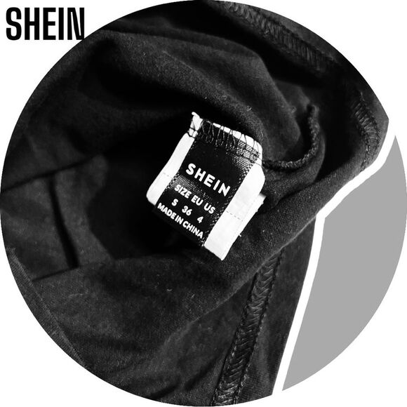 SHEIN Sweetina Y2k Black Mock Neck Heart Mesh Insert Club Crop Tee - Picture 5 of 6